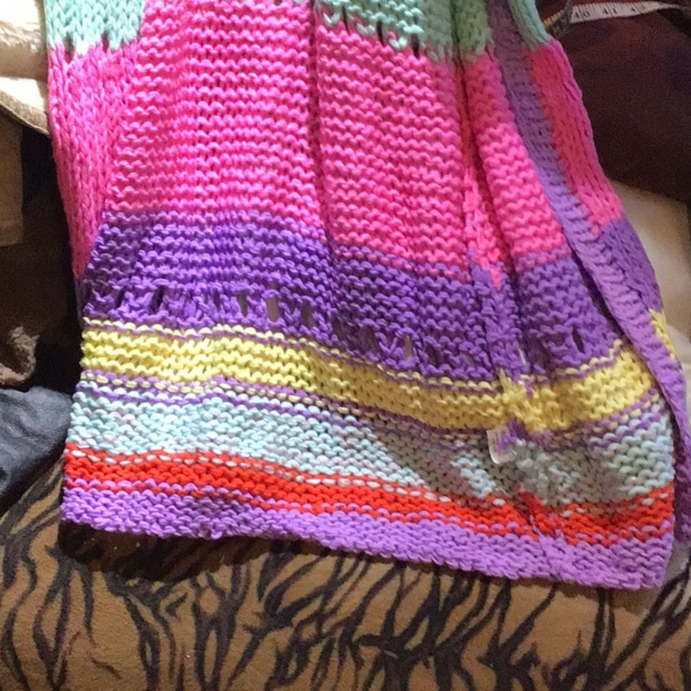 NEW! Boho Colorful Knit Open-Front Cardigan - Picture 4 of 7